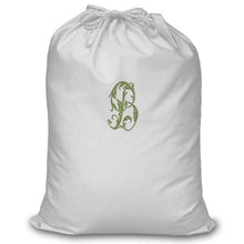 100% cotton canvas Laundry Sack with a large single letter monogram