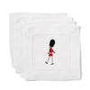 Set of Four London Themed Monogrammed Coasters with a motif of the Queen's Life Guard, made from a blend of 55% linen and 45% cotton - Initially London