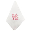 Monogrammed Love Motif Napkin with lettering in pink thread, made from a blend of 55% linen and 45% cotton - Initially London