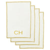 Gold Monogrammed Metallic Cocktail Napkins (set of 4) with lettering in Gold Copperplate, made in Turkey from 100% linen - Initially London