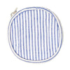 Navy Mini Bond Jewellery Case made from 100% cotton seersucker, which has a thin stripey pattern - Initially London