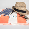 Orange bond stripe Beach Towel monogrammed by Initially London with a large single initial monogram