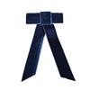 Small Blue Velvet Hair Bow made from Cotton velvet ribbon with metal easy clip fastening - Initially London