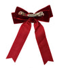 Large Red Velvet Hair Bow made from Cotton velvet ribbon with metal easy clip fastening - Initially London