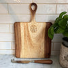 Monogramed 100% acacia wood cheese board and knife with laser-etched lettering - Initially London
