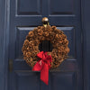 Red Wide Grosgrain Ribbon with Monogramming made from 100% Rayon Petersham tied on a Wreath which is hanging on a Door  - Initially London