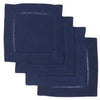 Set of Four Navy Linen Coasters made from 100% linen with a hemstitch border - Initially London