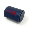 Navy Monogrammed Necktie Travel Roll with red lettering, made from 100% leather - Initially London