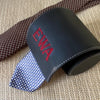 Navy Monogrammed Necktie Travel Roll with red lettering, made from 100% leather - Initially London