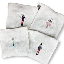 A set of Four Monogrammed Nutcracker Themed Lavender Sachets, made from a 100% linen envelope filled with British-grown lavender from Castle Farm in Kent - Initially London