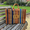 Oranges Monogrammed Pavilion Tote Bag with large centred monogram, made from Cotton canvas with a portable pocket and handy side pockets - Initially London