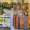 Oranges Monogrammed Pavilion Tote Bag with large centred monogram, made from Cotton canvas with a portable pocket and handy side pockets - Initially London