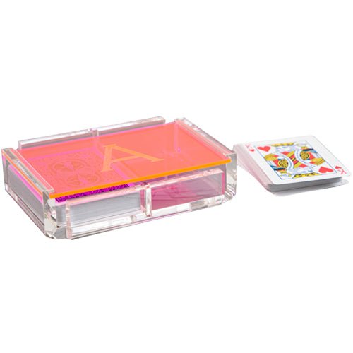 Neon Pink Perspex Card Case with a large laser etched monogram, made from 100% acrylic perspex - Initially London  