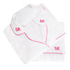Monogrammed Pink Piping Pyjamas with Pink Lettering, made from 100% cotton - Initially London