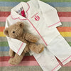 Monogrammed Pink Piping Pyjamas with Pink Lettering, made from 100% cotton - Initially London