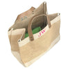 Monogrammed Natural Portobello Shopper Bag, made from Jute with buffalo leather handles, with pink lettering - Initially London 