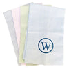 Set of 4 Monogrammed Preppy Stripe Napkin with blue motif made from 50% linen and 50% cotton