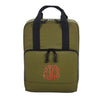 Monogrammed Military Green Recycled Cotswold Cooler Bag with Orange Lettering, made from 100% recycled polyester (PVC, BPA and phthalate free) - Initially London