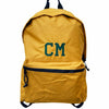 Monogrammed Mustard Recycled Oxford Backpack with green lettering, made from 100% Recycled Polyester (PVC free) - Initially London
