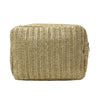 Natural Salcombe Wash Bag made from Woven polyester straw with clear vinyl lining - Initially London