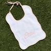 Monogrammed baby Pink Scallop Baby Bib made from 100% Egyptian Cotton with a 400 thread count - Initially London