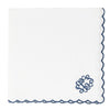 Monogrammed Navy Scalloped Napkin made from 70% linen and 30% cotton with a gorgeous stitched scallop border - Initially London