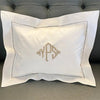 Monogrammed White Small Linen Hemstitch Pillow made from 100% linen with a simple hemstitch border, with motif - Initially London 