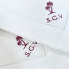 Monogrammed White Square Hemstitch Placemat made from 100% linen with a ladder hemstitch border - Initially London