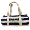 Monogrammed Navy Striped Cotton Duffle Bag made from 100% heavyweight organic cotton - Initially London