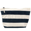 Navy Stripey Pouch made from 100% cotton with printed stripes and a silver-tone metal zipper - Initially London