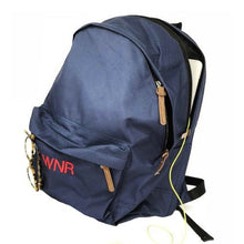 Monogrammed Navy Uni Oxford Backpack with a three letter, Red monogram