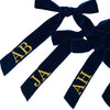 Navy Monogrammed Velvet Ribbons each embroidered with Two Letters