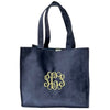 Monogrammed Navy Velvet Tote bag, with a detailed three letter monogram