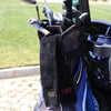 Black Monogrammed Wentworth Golf Towels made from 100% Terry Cloth Toweling in a Golf Bag with Clubs - Initially London