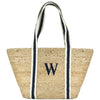 Monogrammed Wetherby Tote in Navy made from 100% Organic Jute with navy initialing. a Large single letter monogram on the front