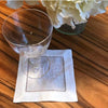 White Hemstitch Coaster, made from 100% White Linen monogrammed with a large traditional embroidery 
