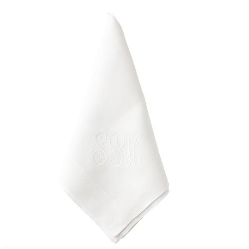 Monogrammed White Linen Napkin handmade from 100% pure linen with mitred corners and a plain hem - Initially London